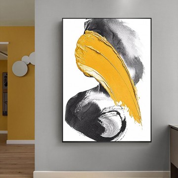 Brush strokes yellow by Palette Knife wall art minimalism texture Oil Paintings